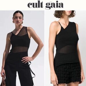 Cult Gaia Masika Knit Sleeveless Top in Black sz S
